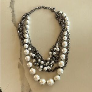 Aqua Silver Pearl Necklace